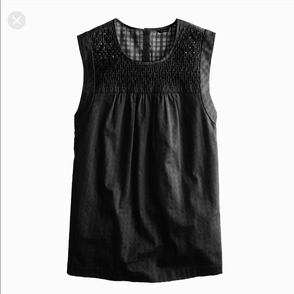 J.Crew Black Embroidered Windowpane Top Size 4